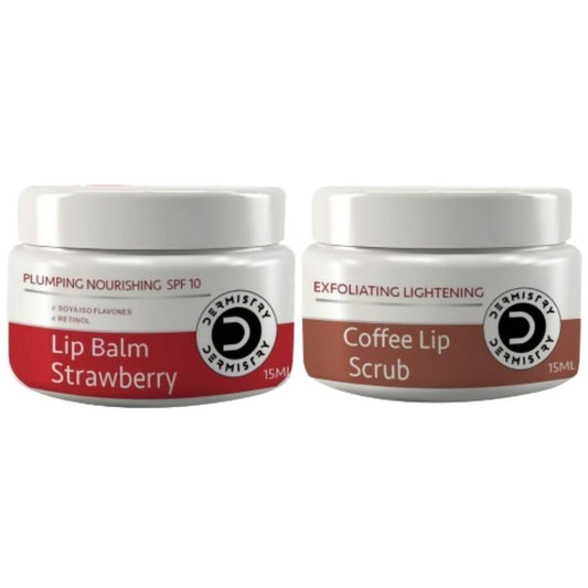 Dermistry Nourishing Lip Balm Strawberry & Coffee Lip Scrub 