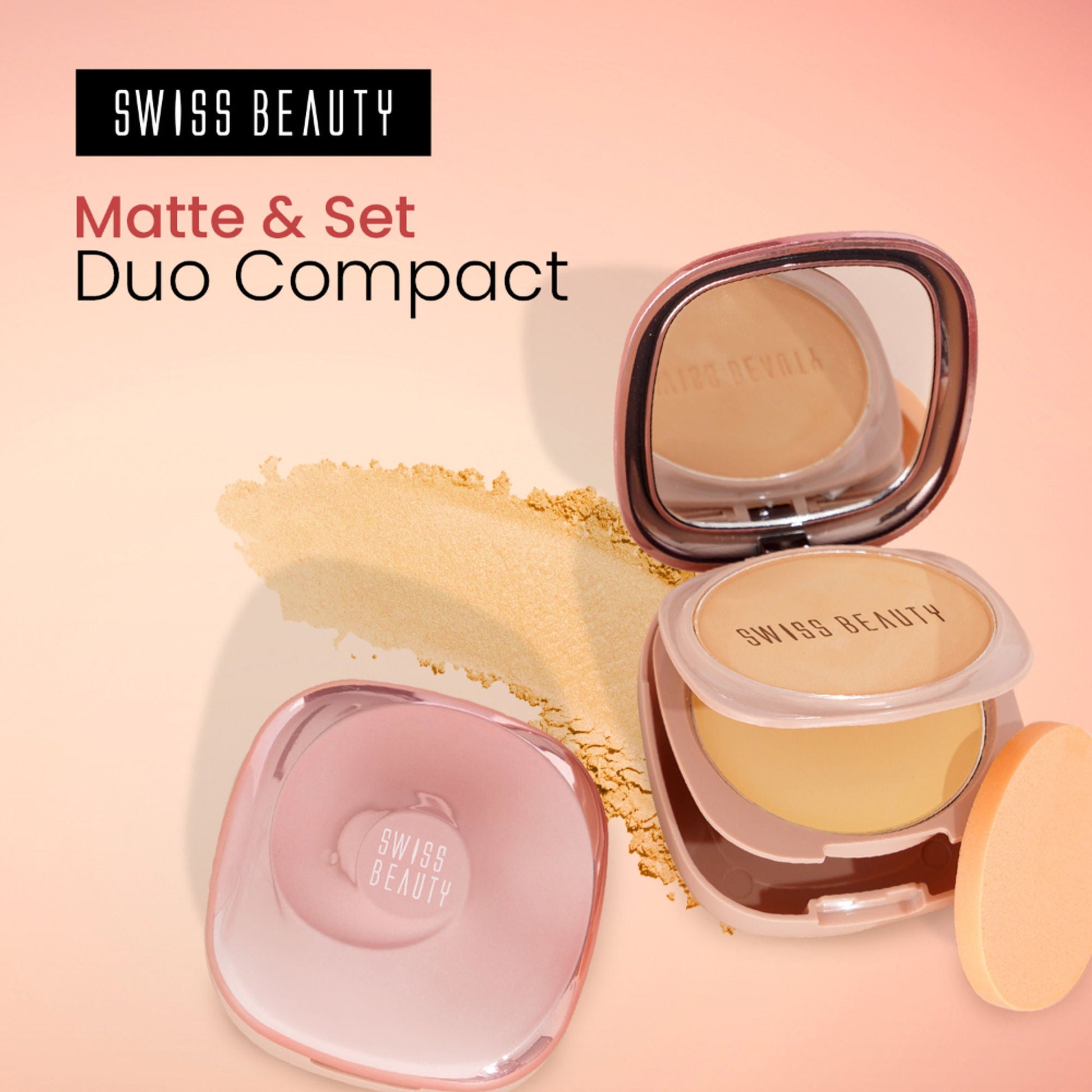 Swiss Beauty Matte & Set Duo Lightweight Compact Powder - 02 Beige and Translucent