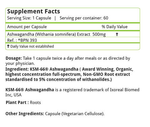 Nature's Velvet KSM - 66 Ashwagandha Capsule 