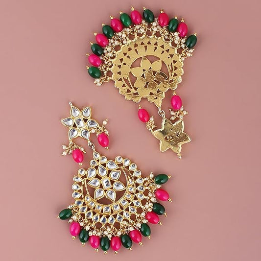 Tehzeeb CreationsEthnic Gold Plating Padmavat Jewelry Kundan Necklace Set for Girls & Women Tehzeeb Creations