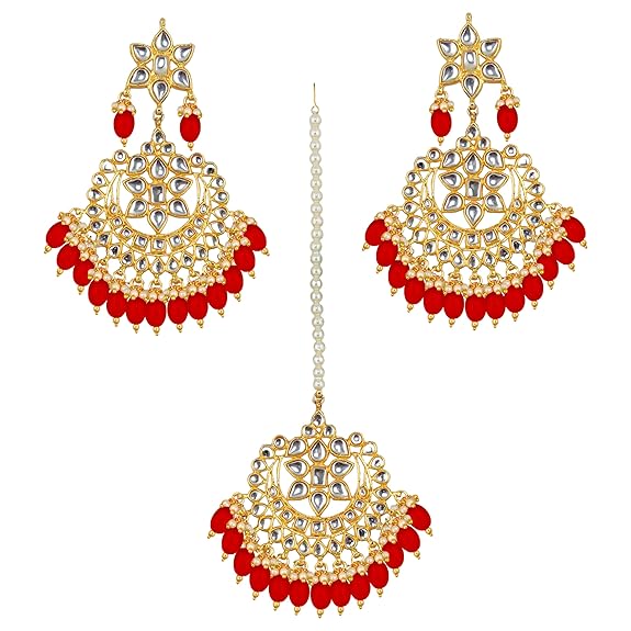 Tehzeeb Creations Ethnic Gold Plating Padmavat Jewelry Kundan Necklace Set for Girls & Women Tehzeeb Creations