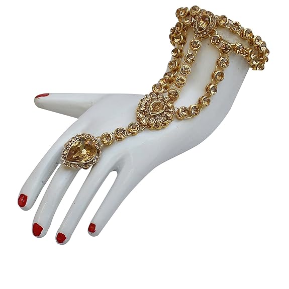 Tehzeeb Creations Bridal Dulhan Designer Gold-Polished Gold Color Pearl Stone Set 9 pcs. for Women & Girls Tehzeeb Creations