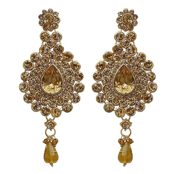 Tehzeeb Creations Bridal Dulhan Designer Gold-Polished Gold Color Pearl Stone Set 9 pcs. for Women & Girls Tehzeeb Creations