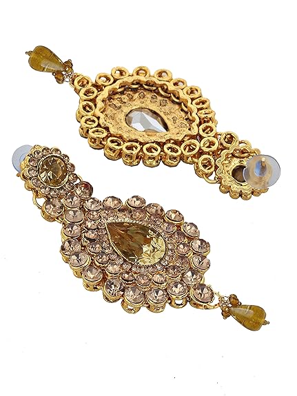 Tehzeeb Creations Bridal Dulhan Designer Gold-Polished Gold Color Pearl Stone Set 9 pcs. for Women & Girls Tehzeeb Creations