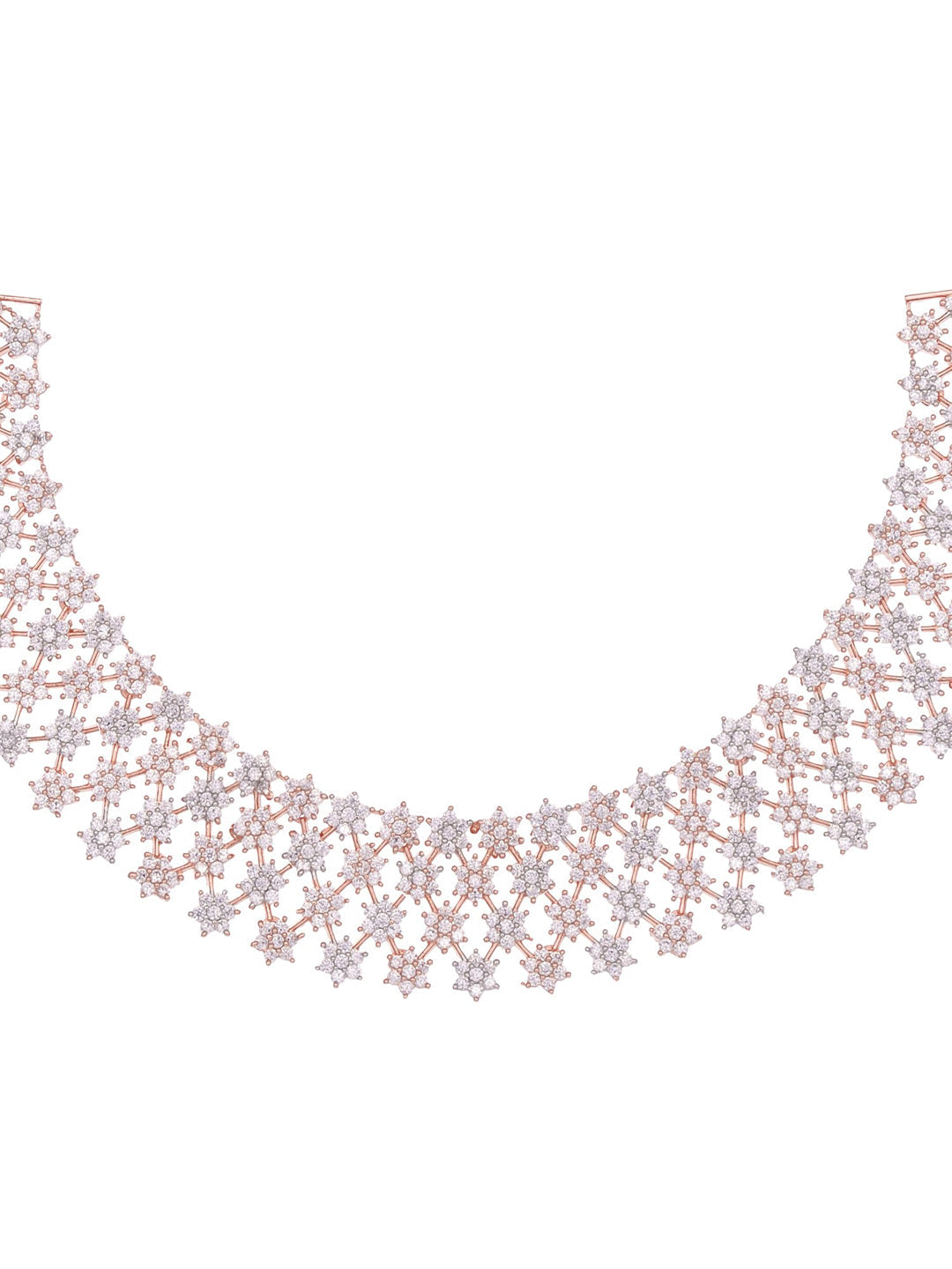 Saraf RS Jewellery White Rose Gold-Plated AD Studded Necklace Jewellery Set - Grab2buy