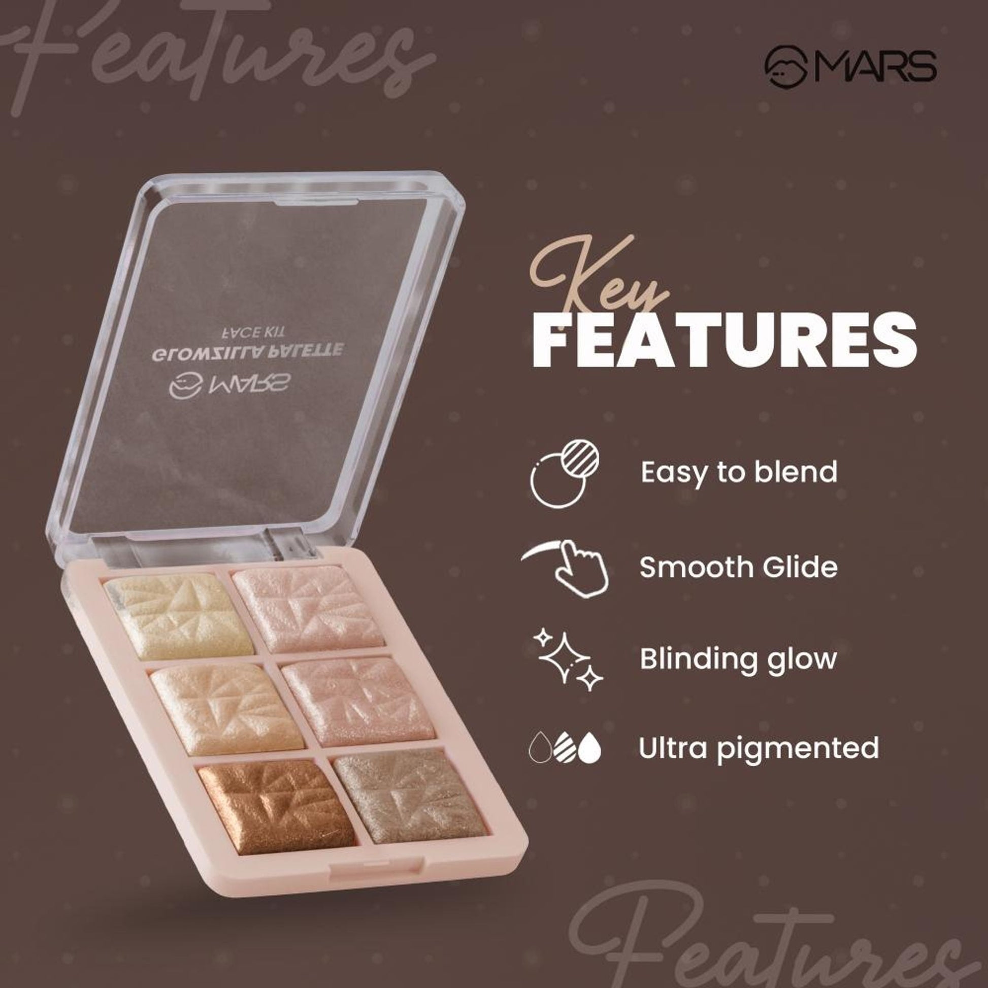 MARS Cosmetics Glowzilla 6 Shade Face Highlighter Palette - 02 