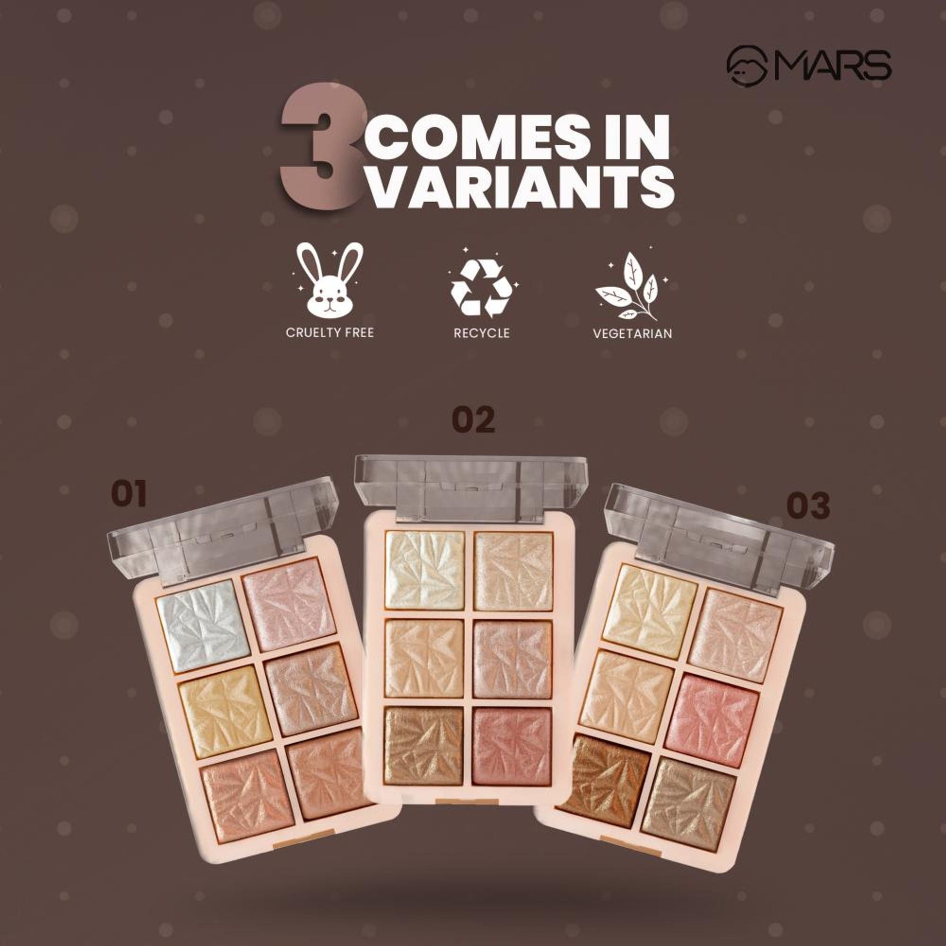 MARS Cosmetics Glowzilla 6 Shade Face Highlighter Palette - 02 