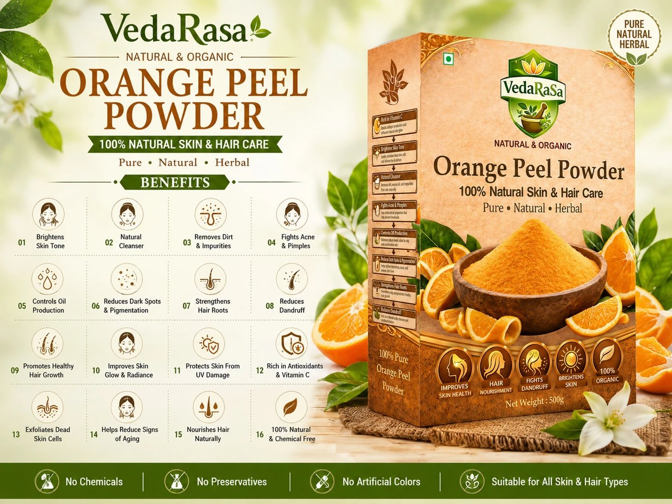 VedaRasa Organic Orange Peel Powder For Face Mask, Skin Care & Natural Glow  Grab2Buy VedaRasa Grab2Buy