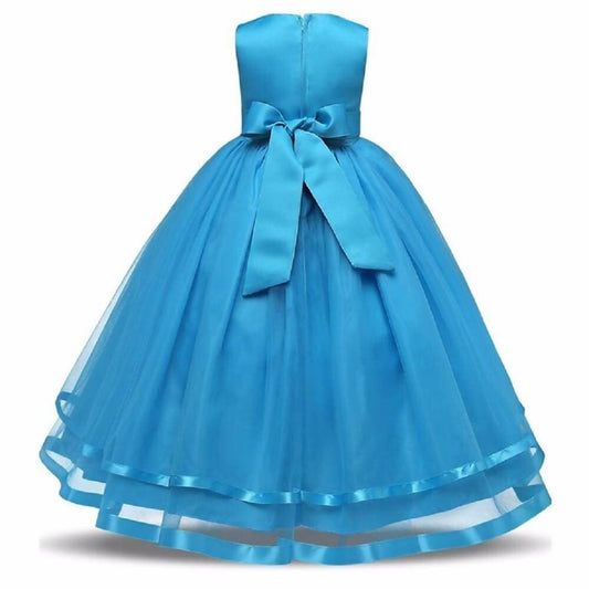 Asmaani Baby Girl's Sky Blue Satin A-Line Maxi Full Length Dress (AS-DRESS_22060) - Grab2buy