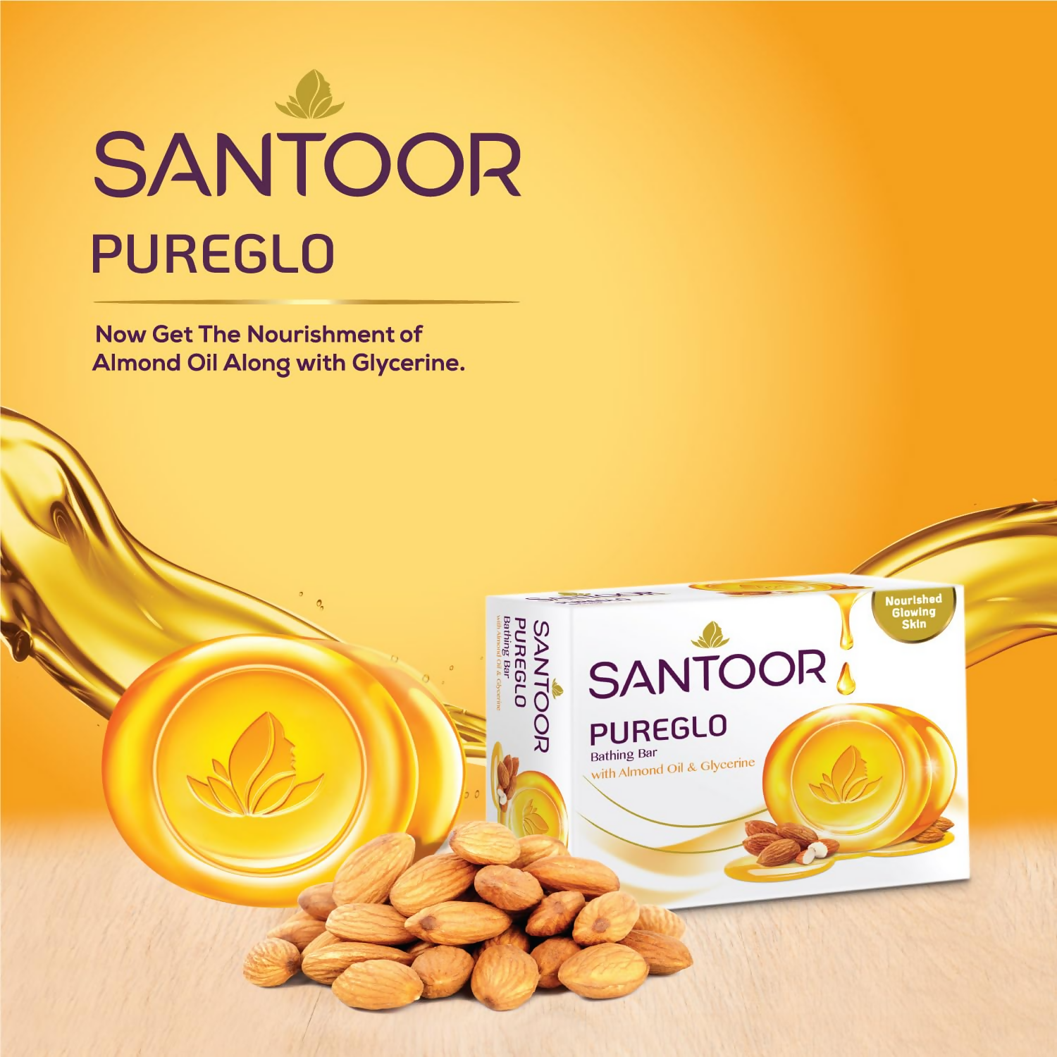 Santoor PureGlo Glycerine Soap with Almond Oil And Glycerine  Grab2Buy Santoor Grab2Buy