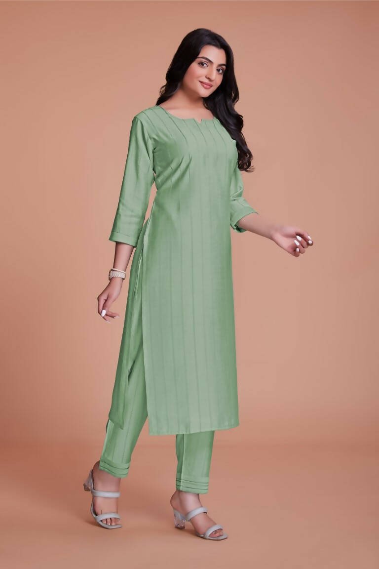 Aastha Fashion Women's Pista Green Viscose Solid Kurti with Bottom - Grab2buy