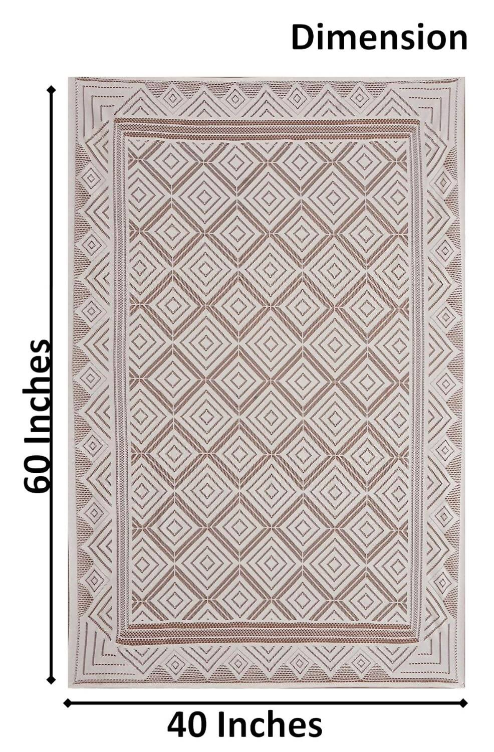 Yellow Weaves Cotton Geometric Designer Net Rectangular Center 4 Seater Table Cover - Off White  Grab2Buy Generic Grab2Buy