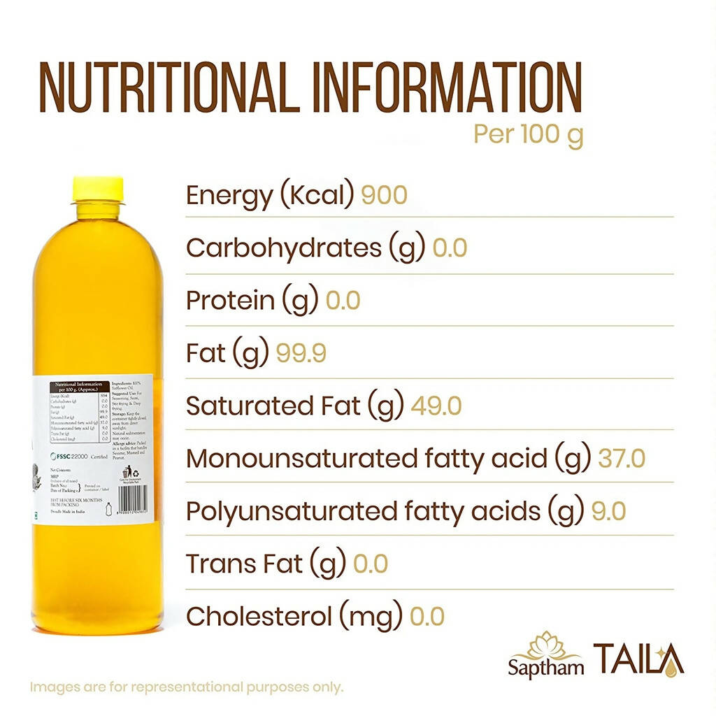 Saptham Taila 100% Wood Pressed Safflower Oil - Grab2buy