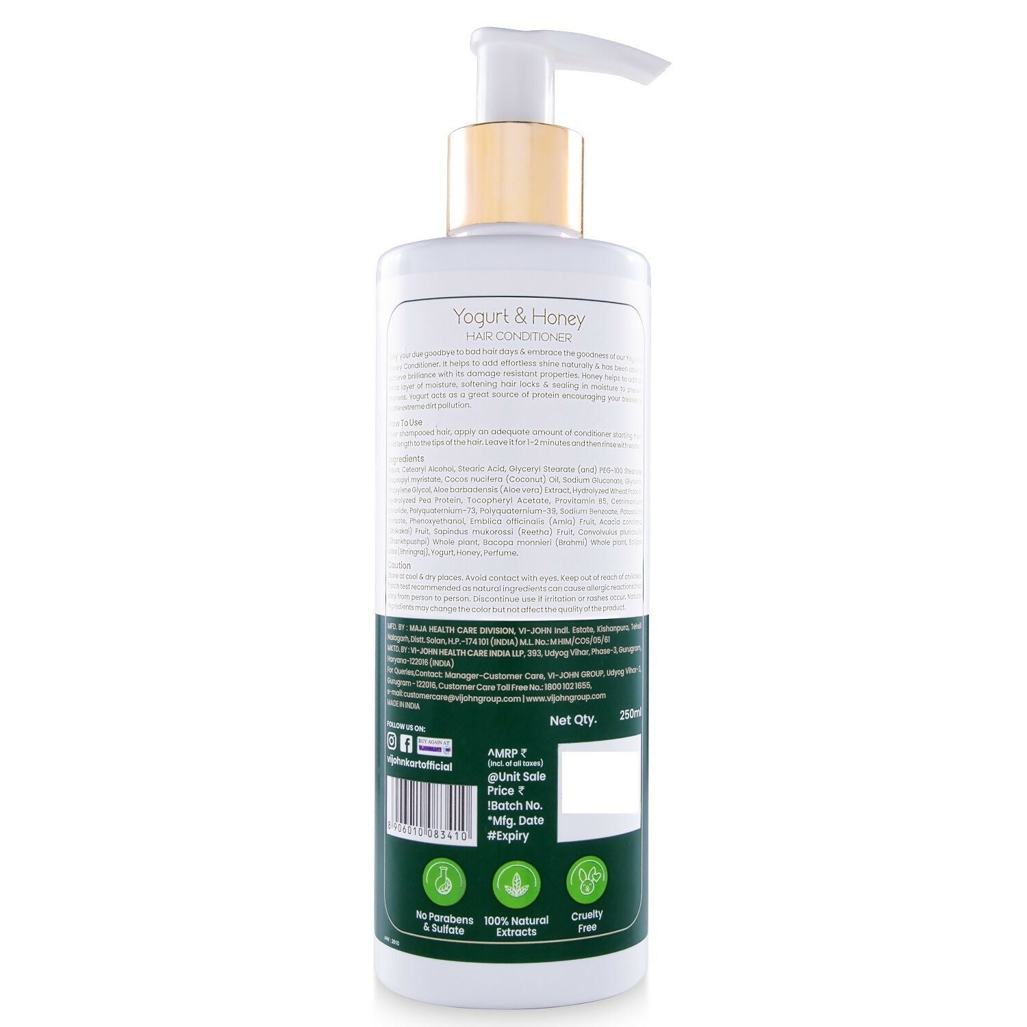 VI-JOHN Prakritik Yogurt & Honey Conditioner, Restores Hair Moisture, Made With Natural Bio-Active  Grab2Buy VI-JOHN Grab2Buy