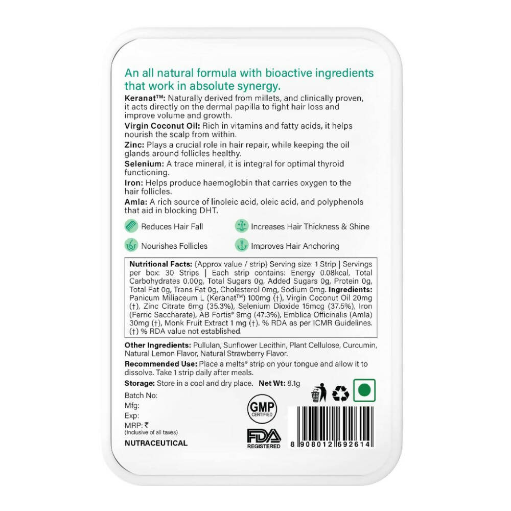 Wellbeing Nutrition Melts Hair Fall Control Oral Strips-Tropical Strawberry Flavor  Grab2Buy Wellbeing Nutrition Grab2Buy