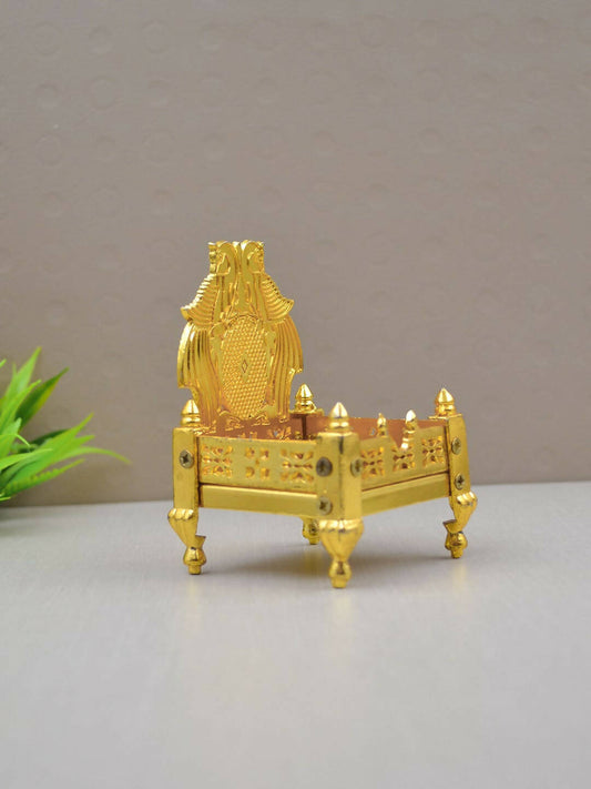 CraftVatika Gold Toned Aluminium Pooja Singhasan Chowkie 