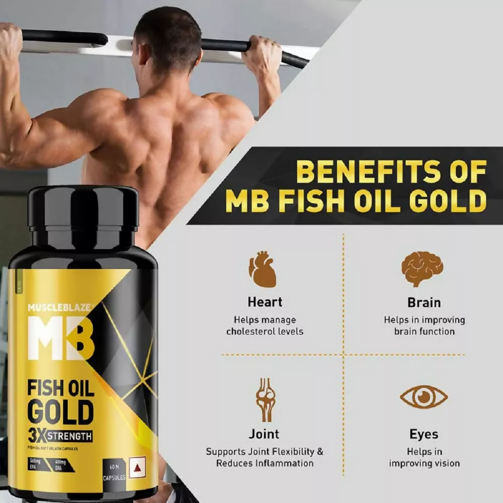 MuscleBlaze Omega 3 Fish Oil Gold Capsules 