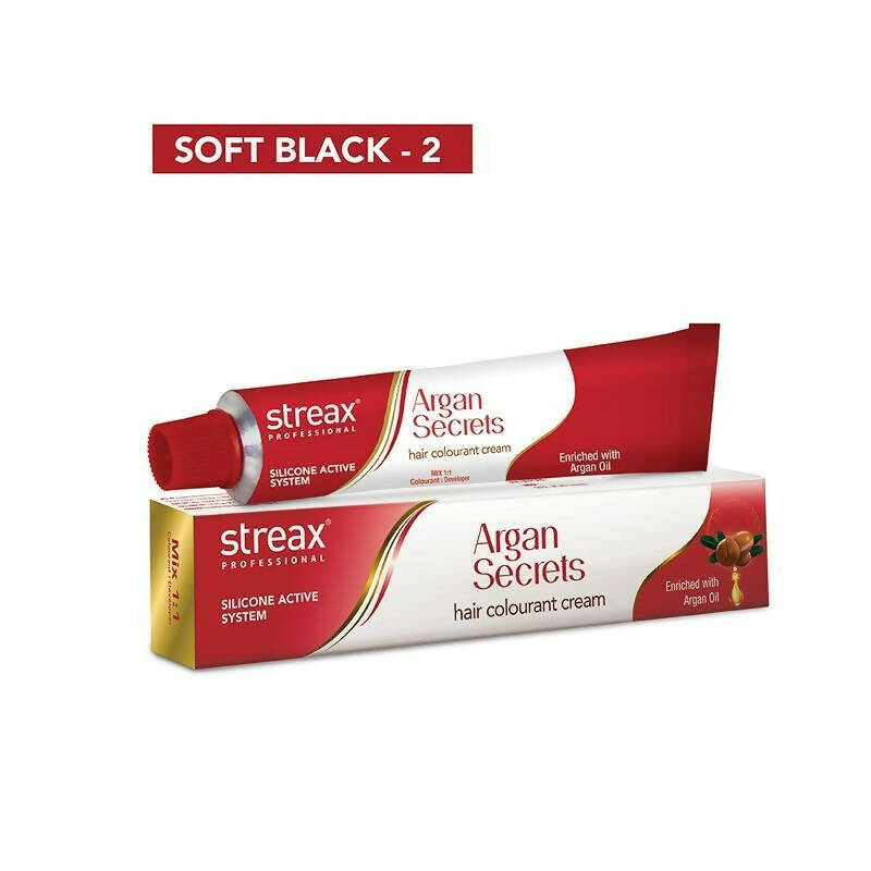Streax Professional Argan Secrets Hair Colourant Cream - Soft Black 2 - Grab2buy