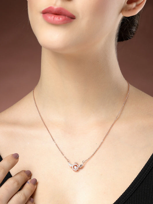 NVR Women's Rose Gold American Diamond Metal Chain