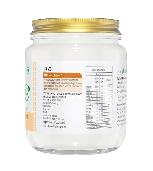 Farm Naturelle 100% Pure Organic Extra-Virgin Cold Pressed Coconut Oil - Grab2buy