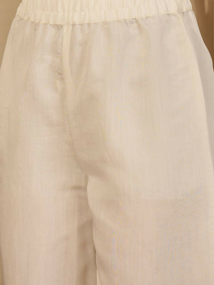 Joban Fashion Women Cream Roman Silk Embroidered Stitched Kurta Set