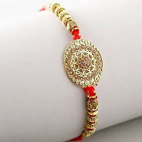 Luxury American Diamond Rakhi and Cashew Jar