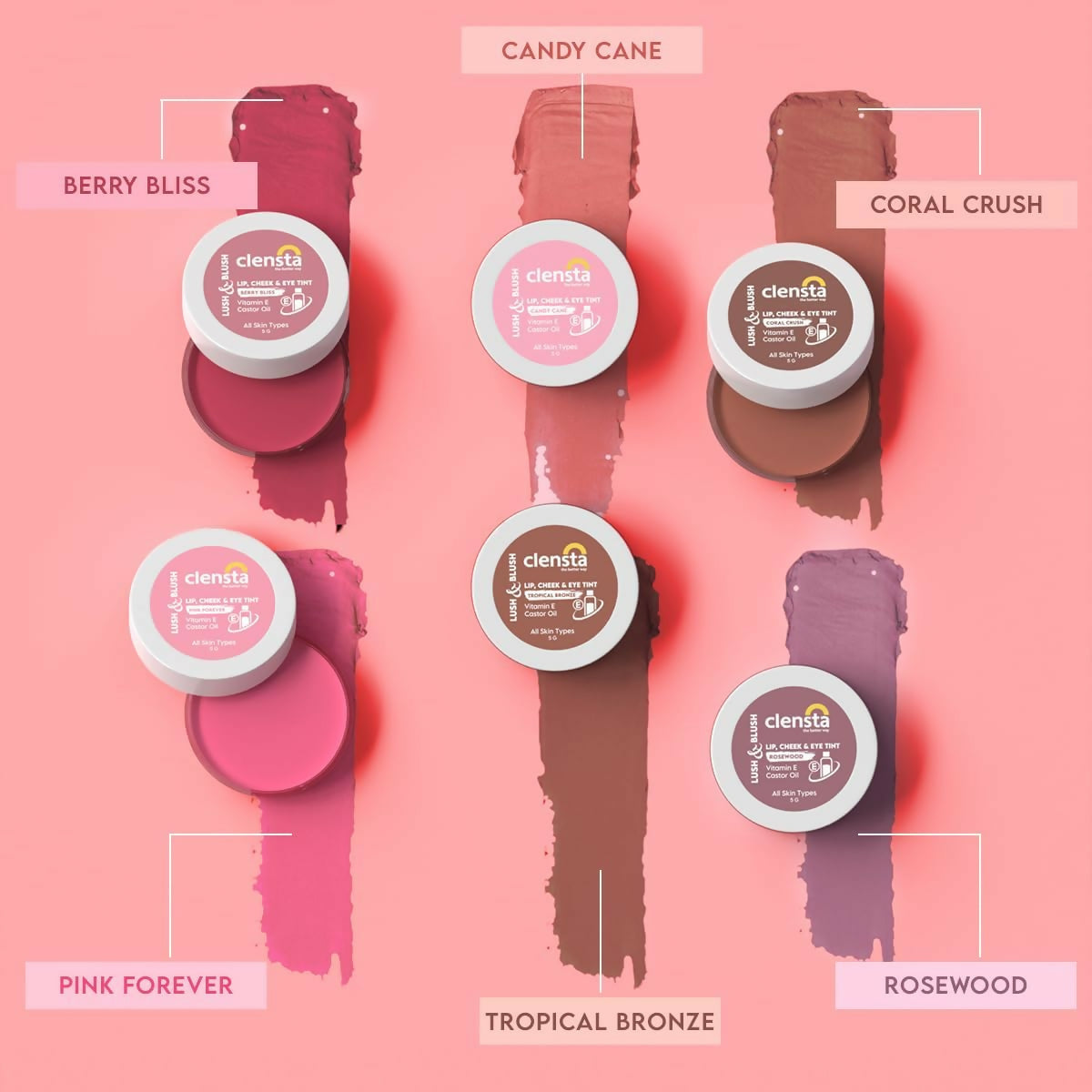 Clensta Lip Cheek Tint - Candy Cane - Grab2buy