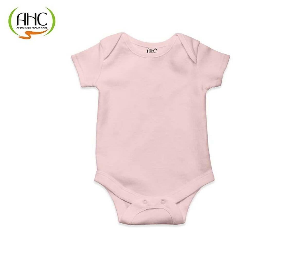 AHC Soft Cotton Short-Sleeve Bodysuits Solid Onesies New Born Infant Dress - Grey/Blue/Green/Pink/Yellow