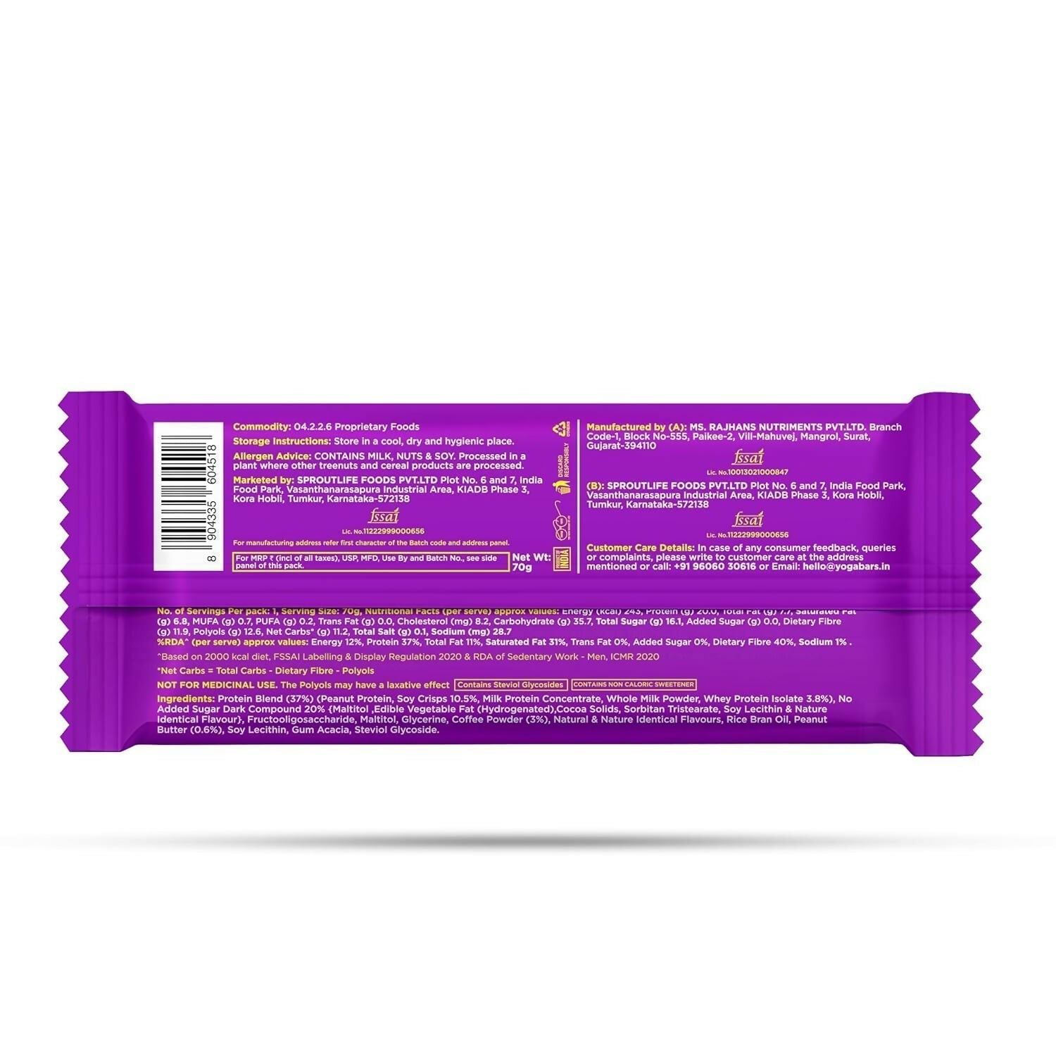 Yoga Bar Power Up 20g Protein Bar, Coffee Crush  Grab2Buy Yoga Bar Grab2Buy
