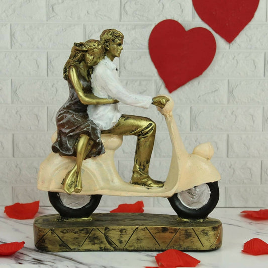 Tied Ribbons Romantic Love Couple On Scooter Showpiece Statue Decorative Items For Home 