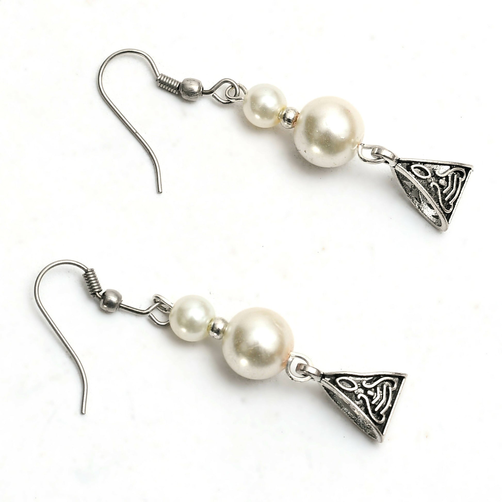 Mominos Fashion Johar Kamal Silver-Plated Brass Finish Pearls Work Choker For Women (White) - Grab2buy