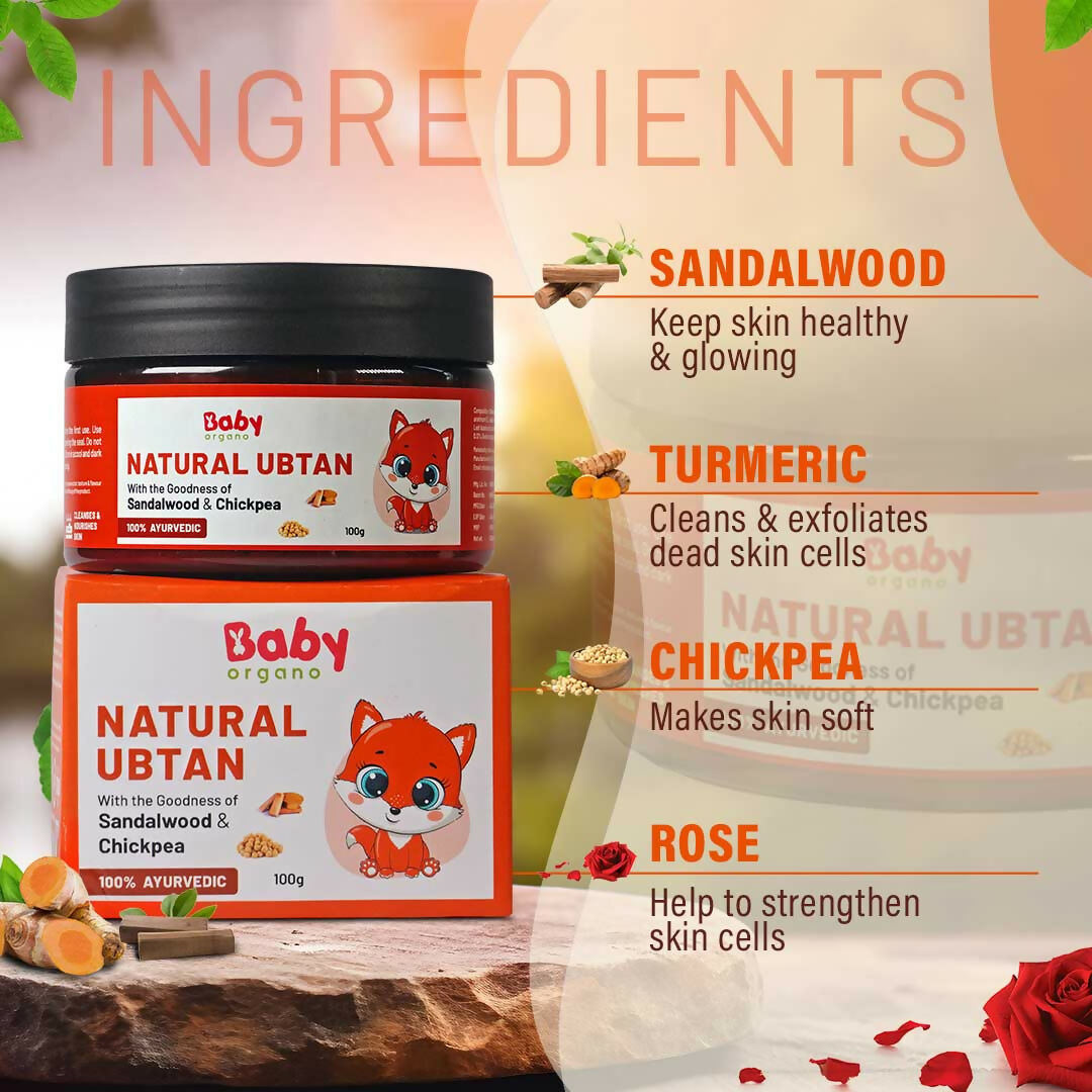 Babyorgano Natural Ubtan Face Pack, Skin Lightening and Tan Removal For Babies - Grab2buy