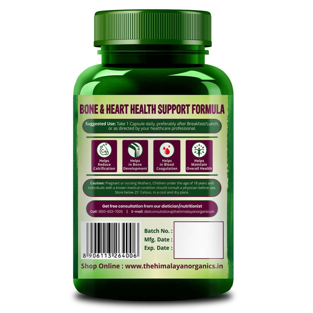 Himalayan Organics Plant Based Vitamin K2 Capsules 
