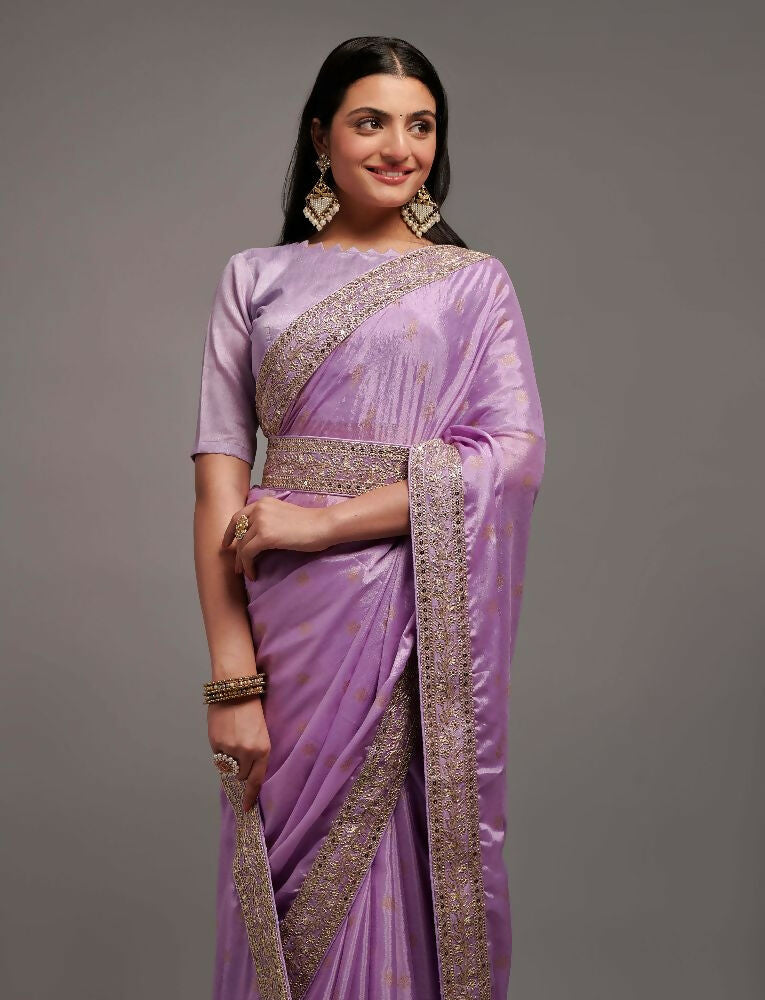 PR Fashion Onion Chinon Embroidery Lace Saree