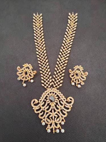 Black Ad Bridal Peacock Necklace With Earrings