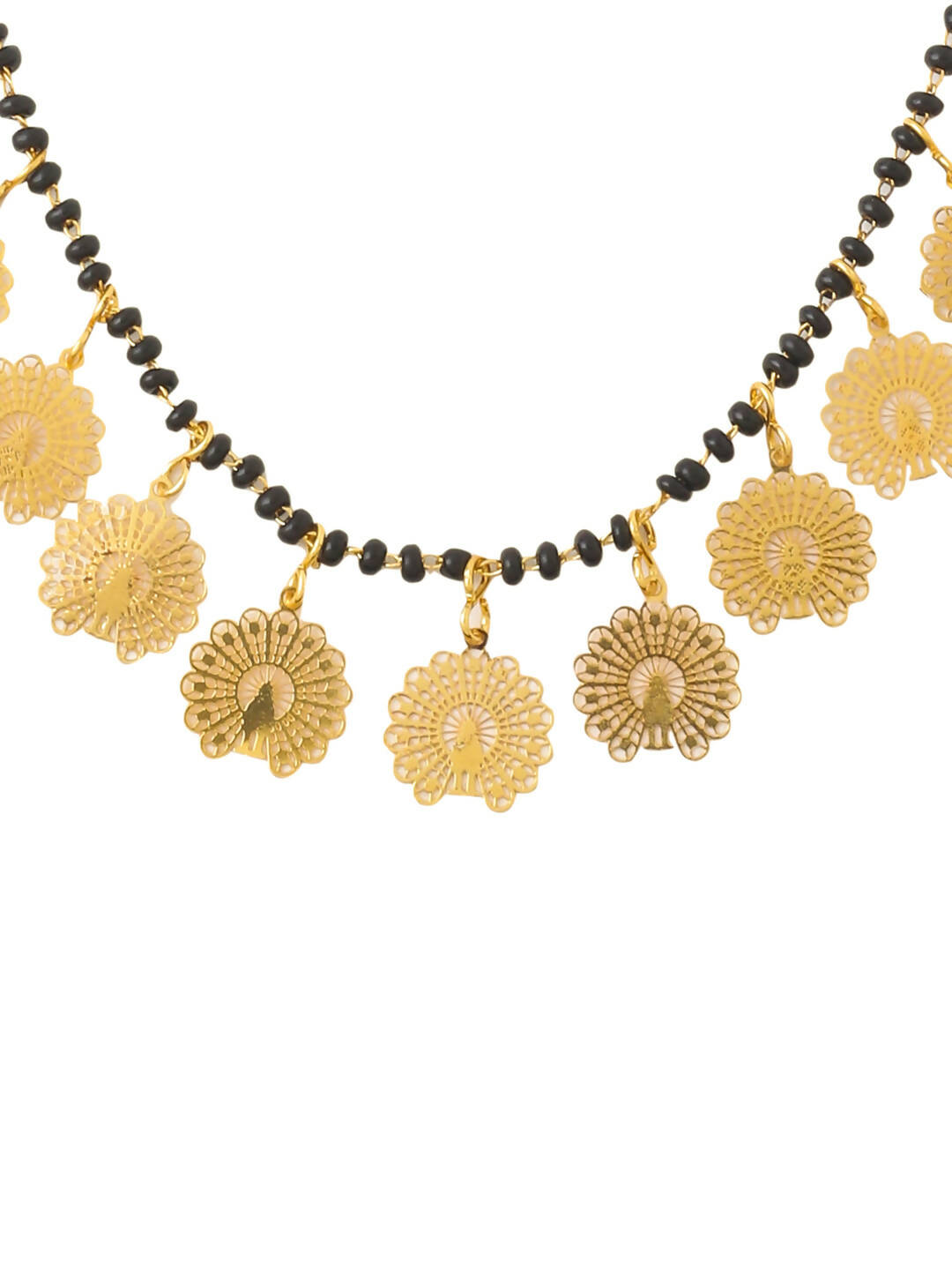 NVR Women Ethnic Gold-Polished Beaded Mangalsutra
