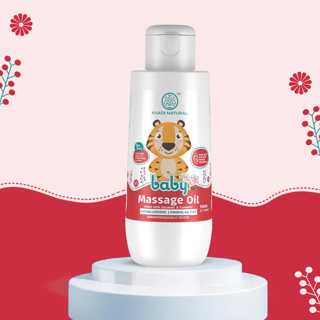 Khadi Natural Baby Massage Oil with Coconut and Turmeric for Nourishing Skin - 150ml 
