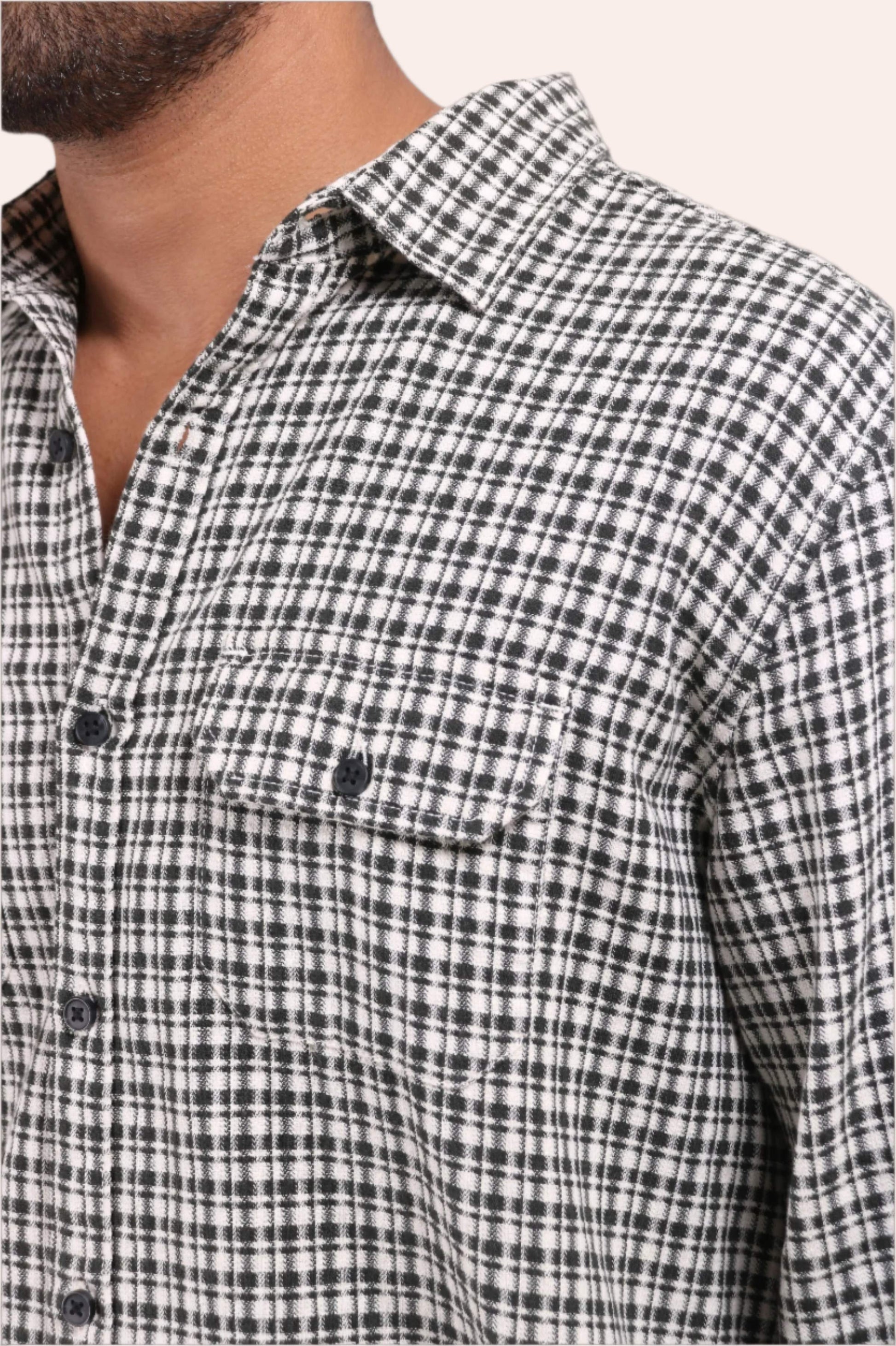 Xkind White Textured Checks Overshirt/ Shirt 