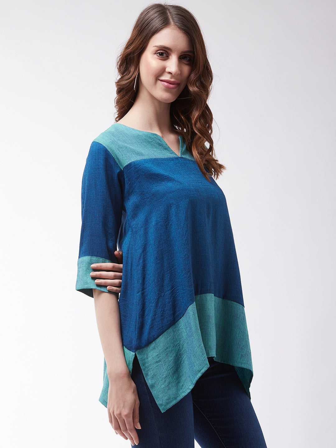 InWeave Women's Peacock Blue Top 
