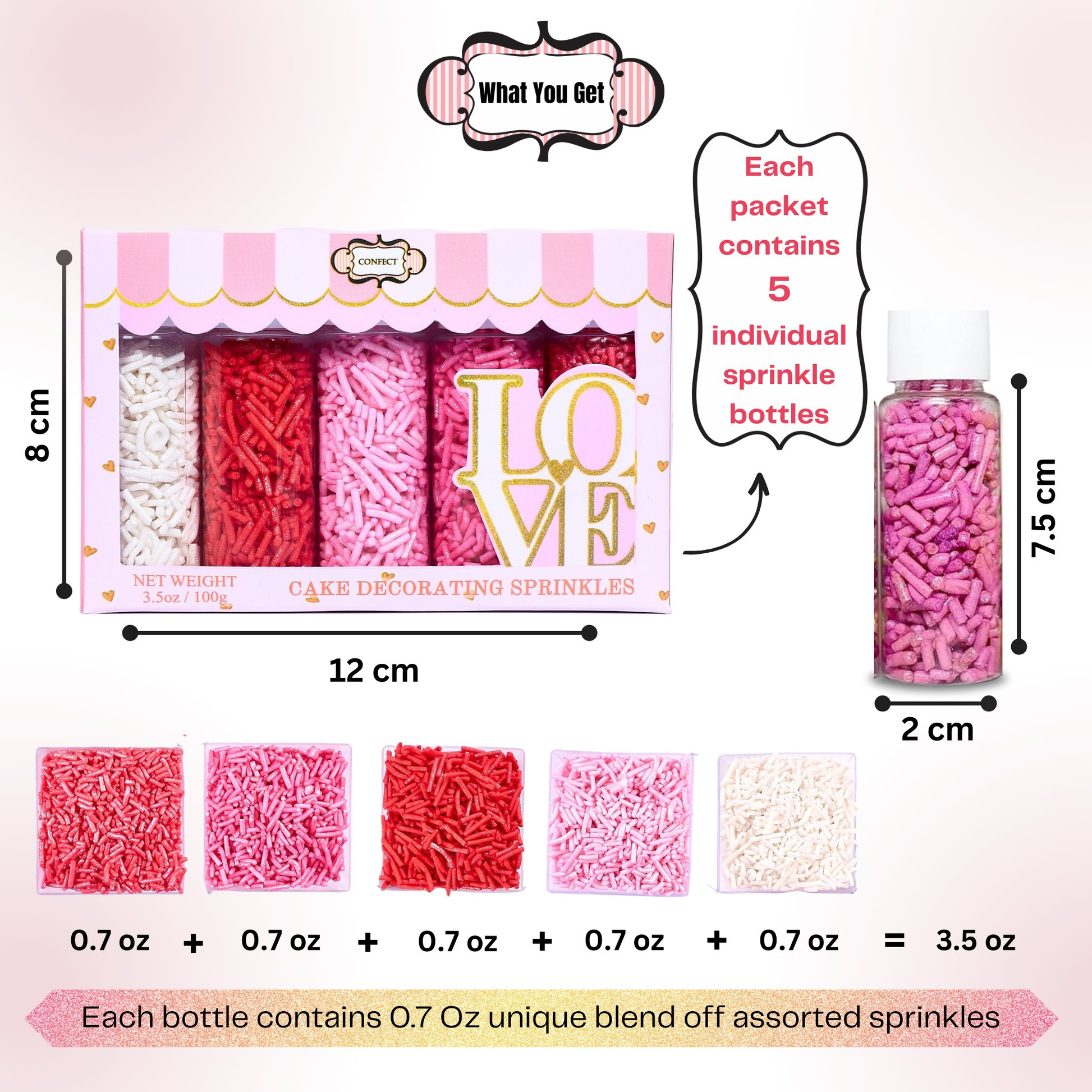 Confect Valentine Sprinkles | 04 Edible Decoration for Baking & Dessert  Grab2Buy Confect Grab2Buy