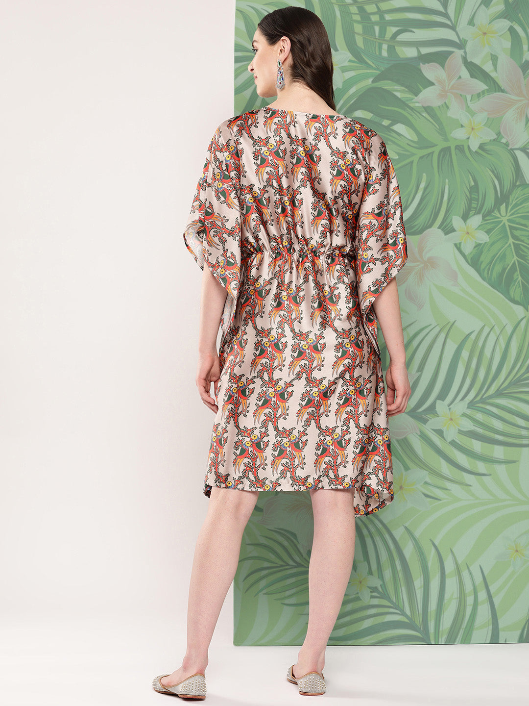 InWeave Women's Elegant Bird Print Kaftaan 