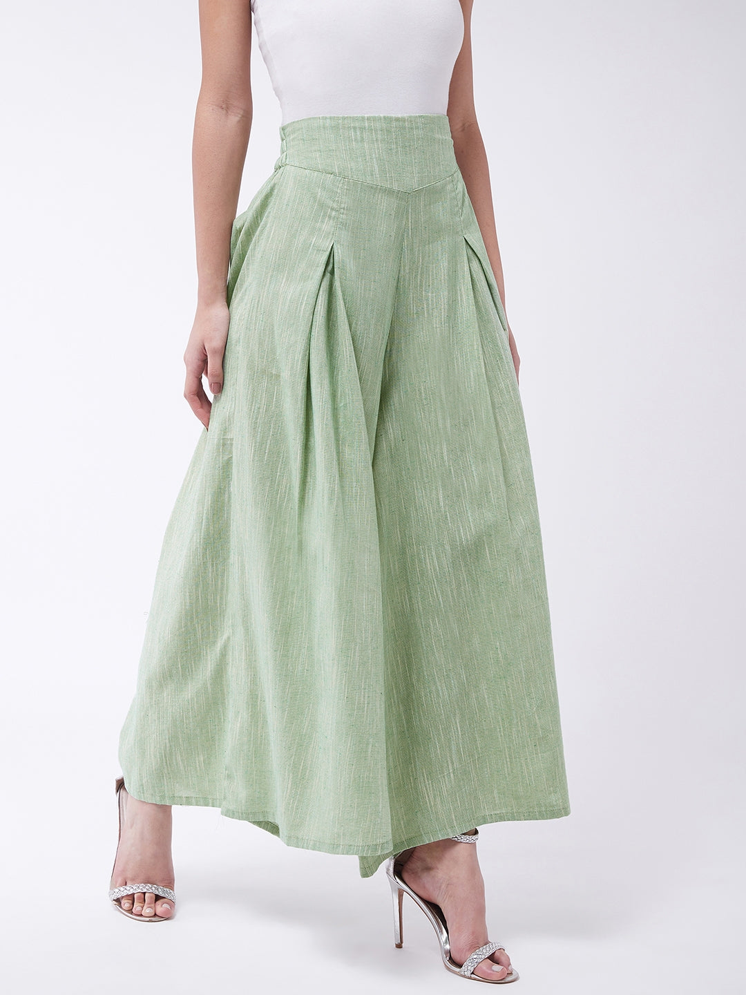 InWeave Women's Green Handloom Palazzo 