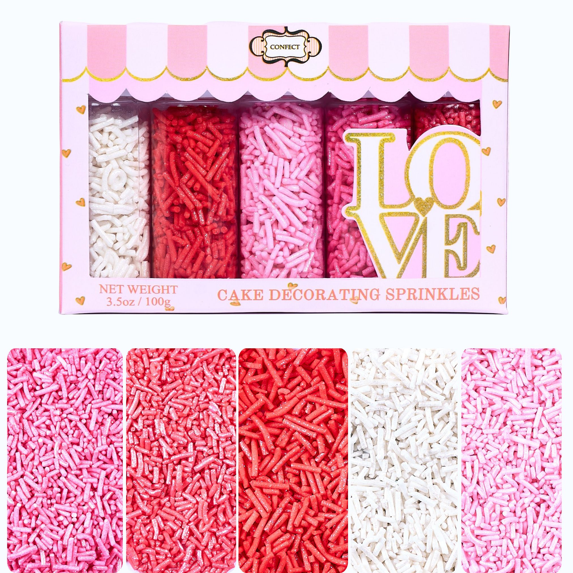 Confect Valentine Sprinkles | 04 Edible Decoration for Baking & Dessert  Grab2Buy Confect Grab2Buy