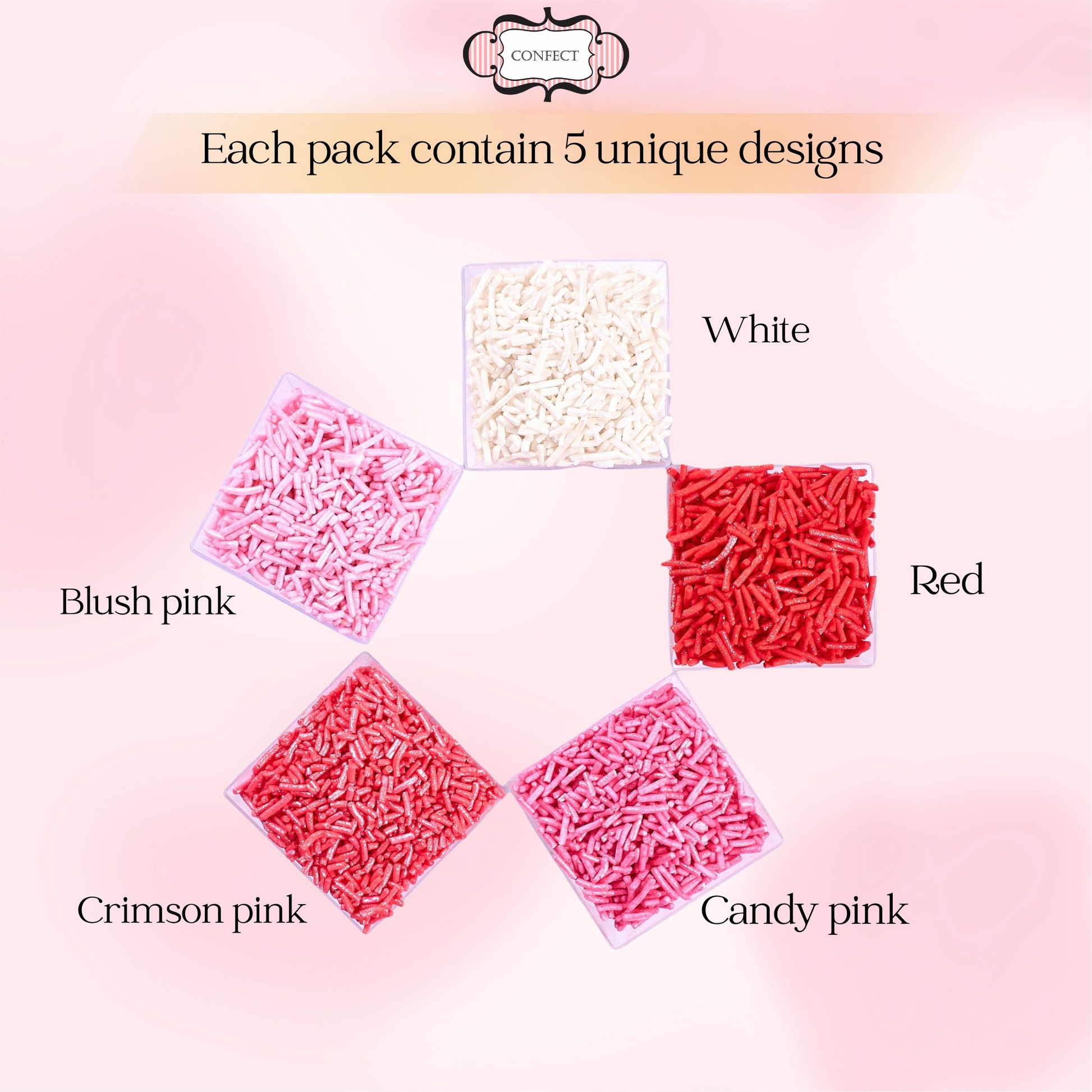 Confect Valentine Sprinkles | 04 Edible Decoration for Baking & Dessert  Grab2Buy Confect Grab2Buy