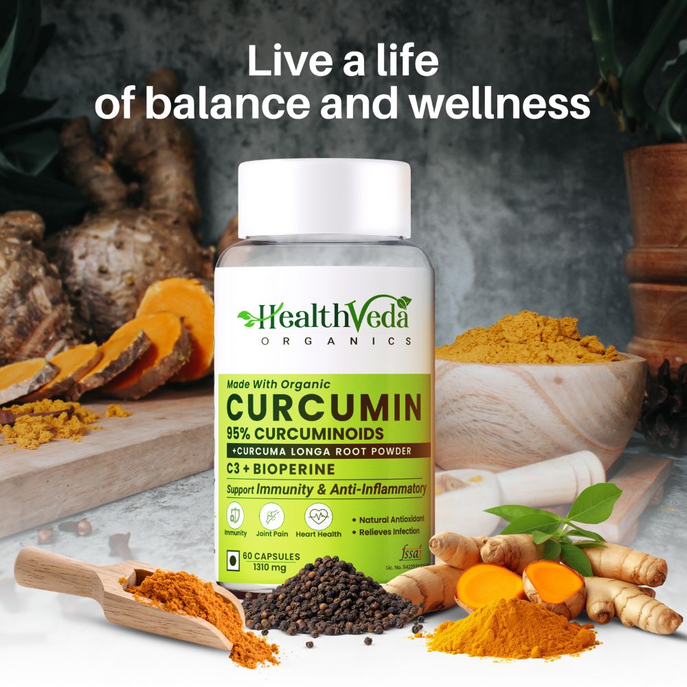 Health Veda Organics Curcumin C3 + Bioperine Capsules 
