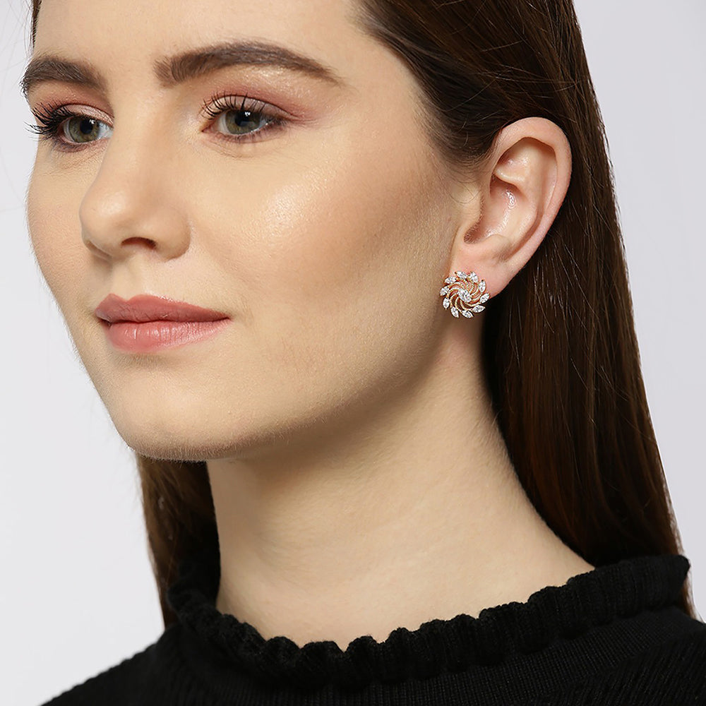 Premium Green With Gold-Polished Cz Hoop Earring For Women - Wahe Jewels Noz2Toz