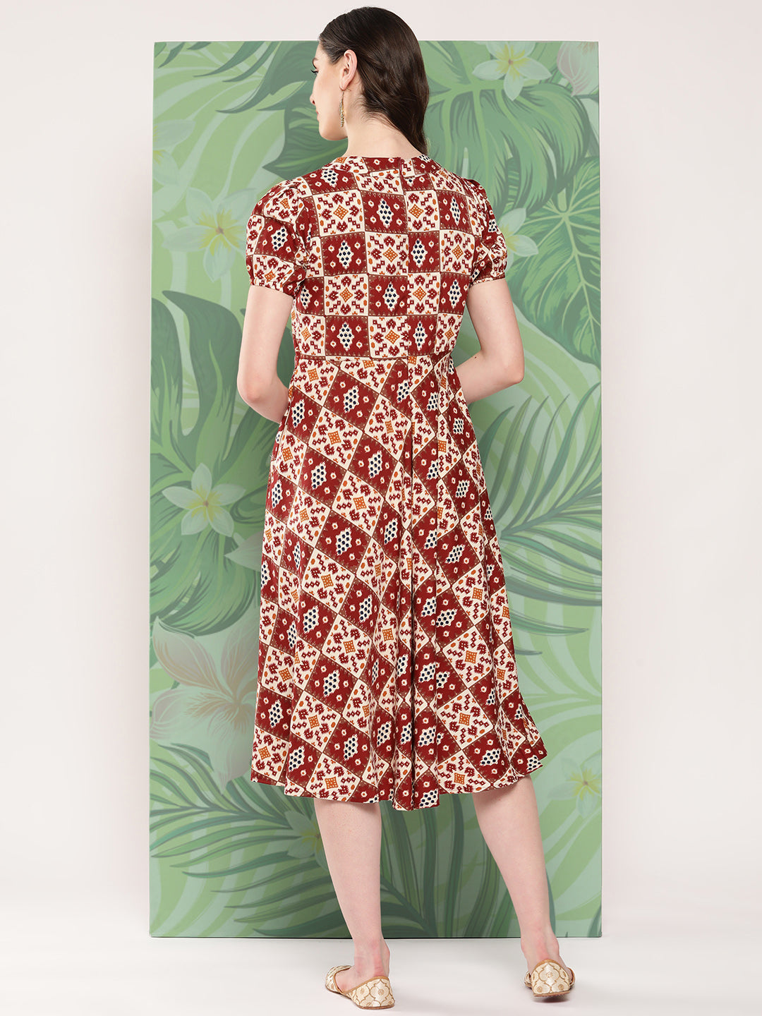 InWeave Women's Maroon Square Dress 