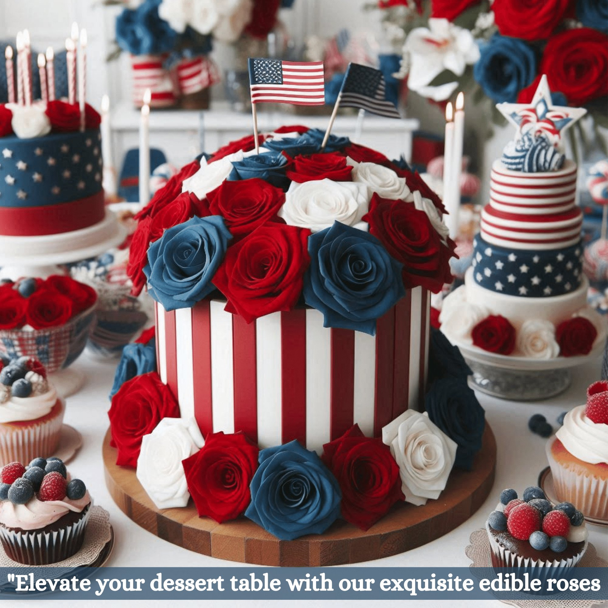 Confect Edible Sugar Roses Cake Toppers - Pack of 12 (02)