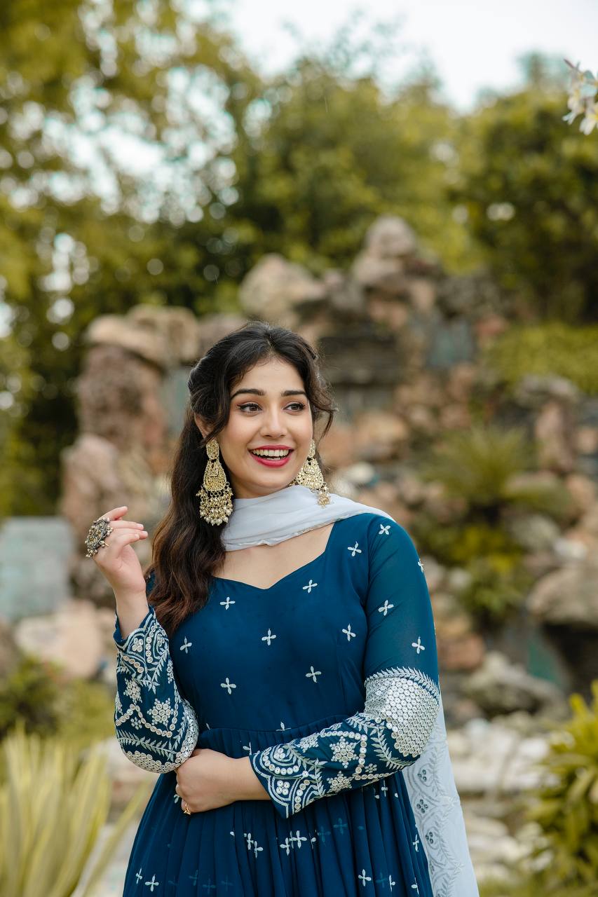 Yash Enterprise Navy Blue Fux Georgette With Emboidery Work Slwar Suits Stitched  Grab2Buy Yash Enterprise Grab2Buy