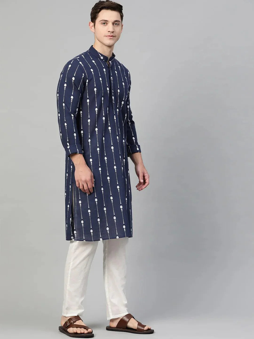 Fabmade Men Printed Straight Kurta With Pyjama